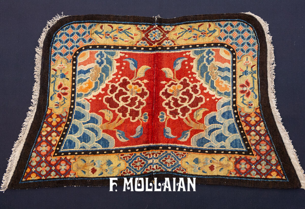 Antique Hand Knotted Under Horse Saddle Tibetan Rug n°:91836852